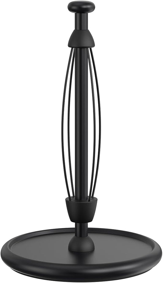 VEHHE Paper Towel Holder Countertop with Weighted Base, One-Handed Tear Paper Towel Holder with Damping Function and EVA Non-Slip Pad for Bathroom and Kitchen (Black) by VEHHE