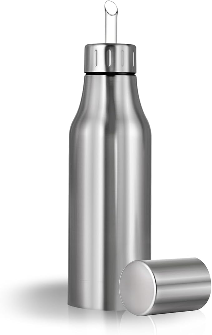 Stainless Steel Oil Dispenser Bottle - 1000ML Leak-Proof Oil Container for Kitchen, Olive Oil & Cooking Liquids-34Oz by OlBuWa
