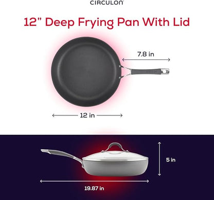 Circulon Radiance Deep Hard Anodized Nonstick Frying Pan /Skillet with Lid - 12 Inch, Gray - Image 3