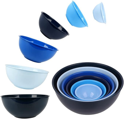 BoxedHome BPA Free Plastic Round Mixing Bowl with Lids, 12 Pack Nesting Bowls with Lids Set, Microwave and Dishwasher Safe Prep & Serving Bowls Great for Mixing, Baking, Serving (Blue, 12pcs) - Image 4