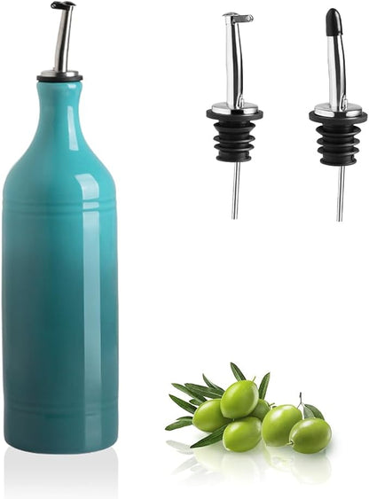 Sweejar Large Ceramic Olive Oil Dispenser Bottle, Opaque Oil Cruet Protects to Reduce Oxidation, Suitable for Storage Vinegar, Soy Sauce & Other Liquids, Pack of 1, 24 Fl Oz(Gradient Blue) by Sweejarco1949