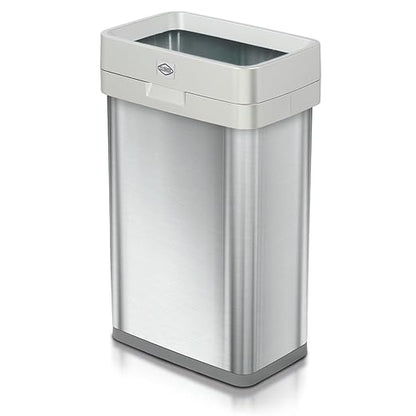 Clorox 13 Gallon Trash Can - 50L Slim Open Top Garbage Bin for Commercial Spaces, Kitchen, Office - Narrow Rectangular Stainless Steel Body with Hinged Rim Protection by Clorox