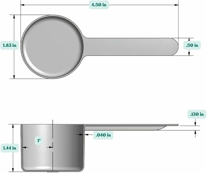 53 mL (1.8 Oz. | 3.58 Tablespoon) Long Handle Plastic Measuring Scoop for Coffee, Protein Powder, Pet Food, Spices, Grains, Dry Goods – Food-Grade BPA-Free (Pack of 5) - Image 2