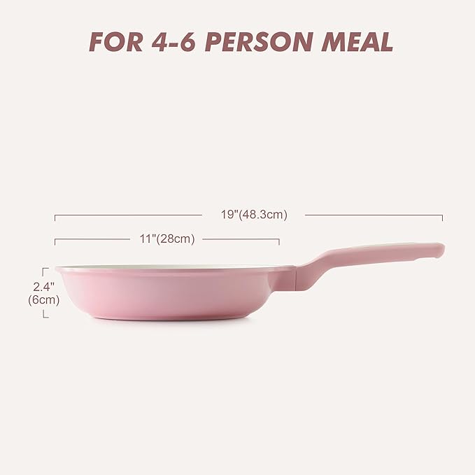 SENSARTE Nonstick Ceramic Frying Pan 11-Inch, Healthy Non Toxic Skillet, Induction Compatible Omelet Pan with Heat Resistant Handle, PFAS-Free, Pink - Image 8