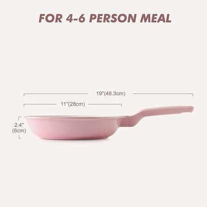 SENSARTE Nonstick Ceramic Frying Pan 11-Inch, Healthy Non Toxic Skillet, Induction Compatible Omelet Pan with Heat Resistant Handle, PFAS-Free, Pink - Image 8