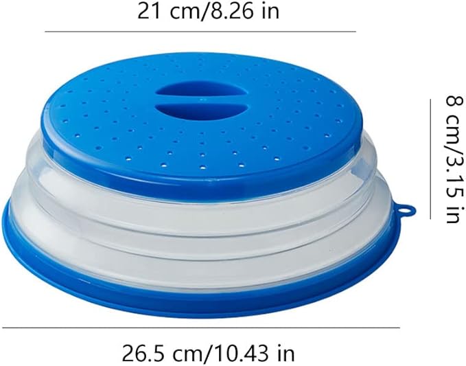 Collapsible Microwave Splatter Cover, 10.5 Inch, Dishwasher-safe, Microwave Plate Cover With Steam Vent，BPA-Free Silicone & Plastic (white)