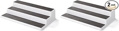 Copco 2555-0188 Non-Skid 3-Tier Spice Pantry Kitchen Cabinet Organizer, 15-Inch, White/Gray (Pack of 2) by Copco