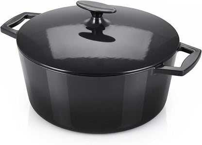 Nuwave 6QT LUX Healthy Enameled Cast Iron Dutch Oven Pot with Lid, Heavy Duty 7-Layer Enamel, Enhanced Rust Protection, Dual Handles, Oven Safe to 500°F for Sourdough Bread Baking, Braise, Stew, Roast