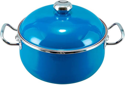 VITA 6-Quart Dutch Oven (Blue) with Lid for All Stove Tops (Enamel on Steel) Dishwasher & Oven Safe up to 500 ℉ - Quick & Even Heat Distribution - Enameled Interior is Non-Reactive & Easy to Clean by VitaVitroAcciaio