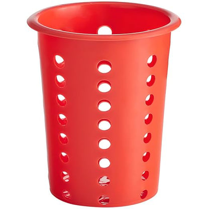 OCS Parts Perforated Utensil Drying Cups | Red | Plastic Flatware Holder Cylinders for Kitchen Counter Organization by OCSParts