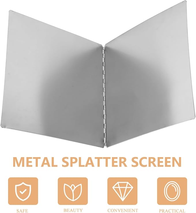 ABOOFAN Stainless Steel Oil-Proof Kitchen Shield 11.8 Inch Foldable Grease Splatter Screen for Stove Top Heat Insulation Baffle for Cooking Splash Protection