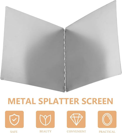 ABOOFAN Stainless Steel Oil-Proof Kitchen Shield 11.8 Inch Foldable Grease Splatter Screen for Stove Top Heat Insulation Baffle for Cooking Splash Protection