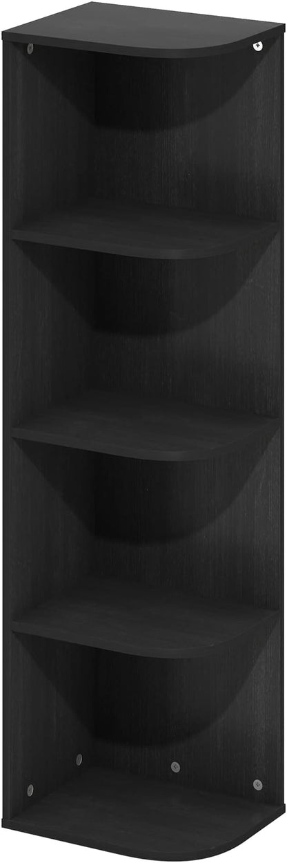 Furinno Pasir 4-Tier Corner Open Shelf Bookcase, Blackwood - Image 5