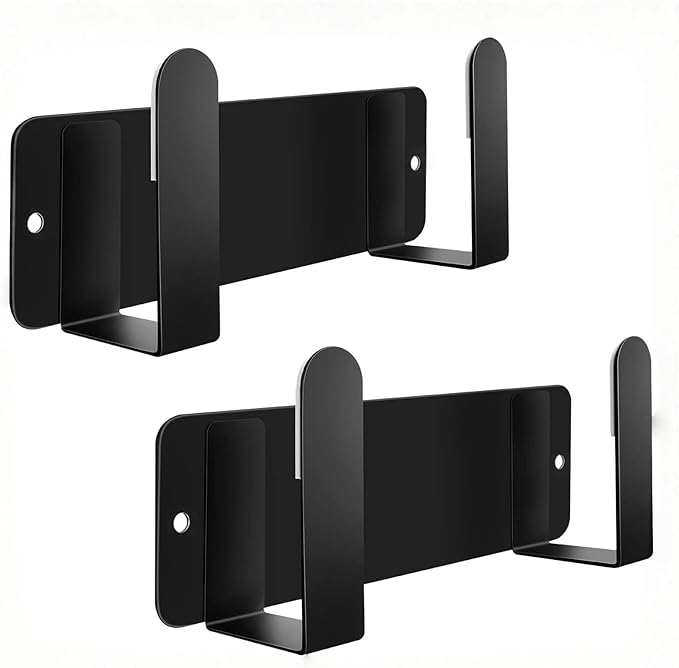 Pot Lid Rack, Wall Mounted 304 Stainless Steel Multi-Functional Storage Holder, Fits Cutting Boards, Pot Lids, Bathroom Scales, Self-Adhesive & Screw Mounting(Black, Set of 2) by YOUGRIDDA