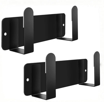 Pot Lid Rack, Wall Mounted 304 Stainless Steel Multi-Functional Storage Holder, Fits Cutting Boards, Pot Lids, Bathroom Scales, Self-Adhesive & Screw Mounting(Black, Set of 2) by YOUGRIDDA