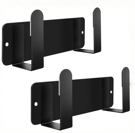 Pot Lid Rack, Wall Mounted 304 Stainless Steel Multi-Functional Storage Holder, Fits Cutting Boards, Pot Lids, Bathroom Scales, Self-Adhesive & Screw Mounting(Black, Set of 2) by YOUGRIDDA