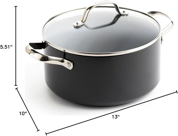 GreenPan Valencia Pro Hard Anodized Healthy Ceramic Nonstick 5QT Stock Pot with Lid, PFAS-Free, Induction, Dishwasher Safe, Oven Safe, Gray - Image 10