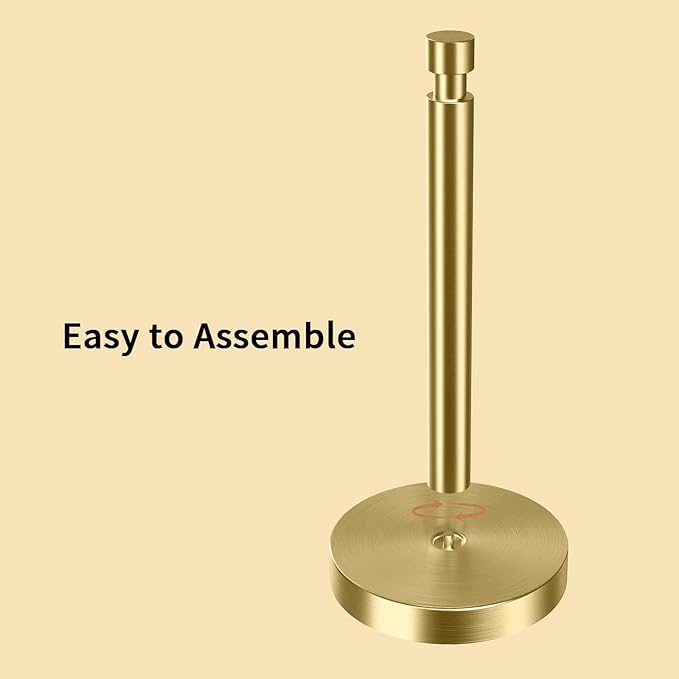 YUMORE Paper Towel Holder Countertop, Paper Towel Holder with Weighted Base Non Slip, Standing Paper Towel Roll Holder for Kitchen Bathroom, Stainles Steel (Gold) - Image 5
