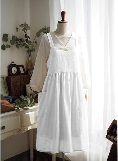 Uaussi Cotton Linen Apron Cross Back Work Apron for Women with Pockets Pinafore Dress X Cross Halter Apron for Chef Gardening - Image 6