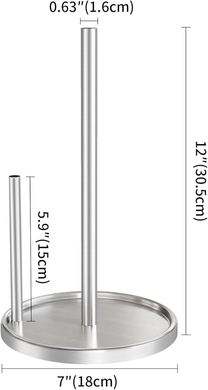 Jesginboo Paper Towel Holder Countertop, Silver Kitchen Paper Towels Holder, Paper Roll Holder with Weighted Base - Image 6