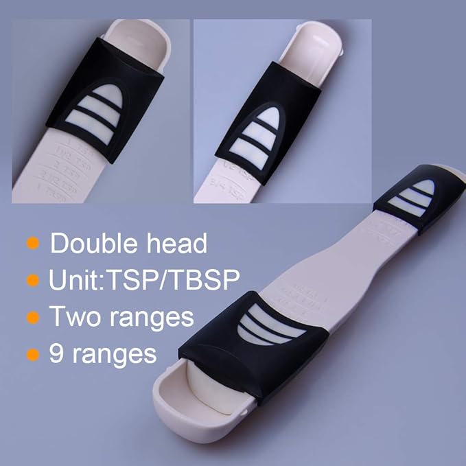 Adjustable Measuring Spoon White,Creative Double End Adjustable Scale, Eight Stalls Measuring Spoon,Measuring Dry/Semi-Liquid Ingredients,Metering Spoon for Baking,Cooking,Coffee,Sugar,Salt,Powder. - Image 4