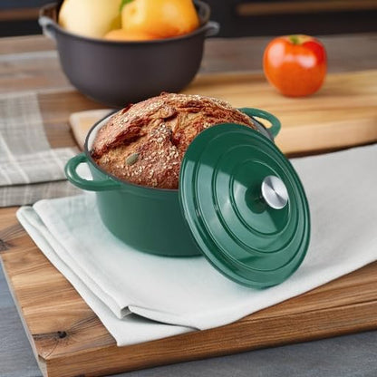 4.5 Quart Dutch Oven Pot with Lid, Non Stick Enameled Cast Iron Dutch Oven for Bread Baking, Heavy-Duty, Oven Safe Ceramic Cookware Up to 500°F for Baking, Braising, Stews, Roasting, Green - Image 5