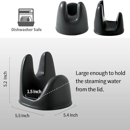 Nihow Pot Lid Holder: Stable Ceramic Pan Lid Holder for Kitchen Counter Decor/Counter top/Stove Top- Heat Resistant & Dishwasher Safe - Matte Black (1 PC) - Image 2