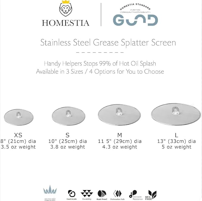 Homestia Splatter Screen for Kitchen, Stainless Steel Fine Mesh Splatter Screen for Frying Pan, 8" Grease Splatter Guard with Fold Flat Knob - Image 9