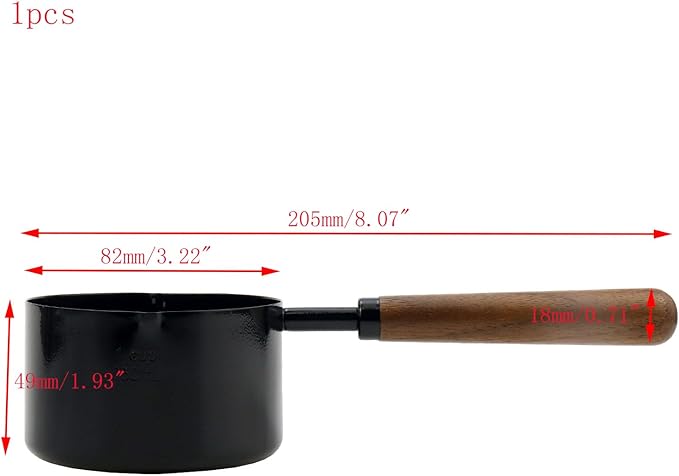 1pcs 1 Cup Measuring Cup with Wooden Handle Stainless Steel Measuring Scoop 250ml Measuring Spoon Black 1 Measuring Cups for Baking Cooking Wet and Dry Ingredients (250ml) - Image 3