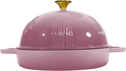 Flavehc Bread Oven Cast Iron Bread Dutch Oven with Cloche Lid for Bread Baking BerryPink Enameled Cast Iron Bread Oven with Dome Lid for Sourdough 5 qt - Image 3
