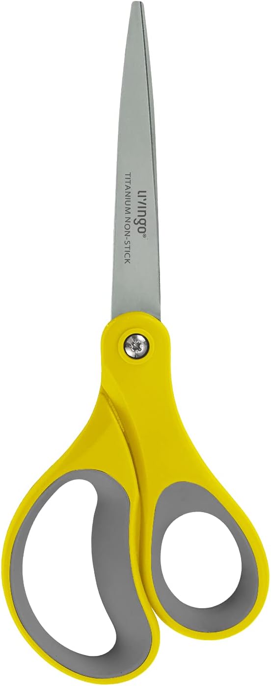 LIVINGO 8" 2 Pack Scissors, Titanium Coated Sharp Stainless Steel Non-stick Scissors All Purpose, Comfort Grip Handles Shears for Office Home Supplies Crafting DIY Cutting Tape Adhesive General Use - Image 4