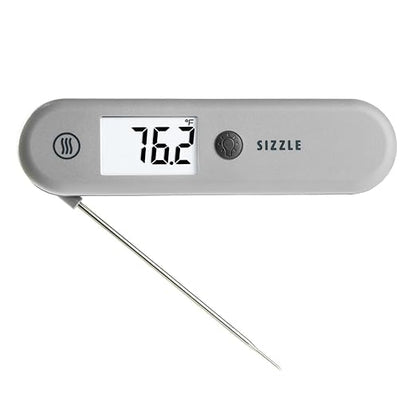 ThermoWorks Sizzle Digital Meat Thermometer – Instant Read in 2 Seconds, Waterproof, Folding Probe with Magnetic Back, Auto-Rotating Backlit Display, for Cooking Food, Grill & BBQ - Dove Grey by ThermoWorks