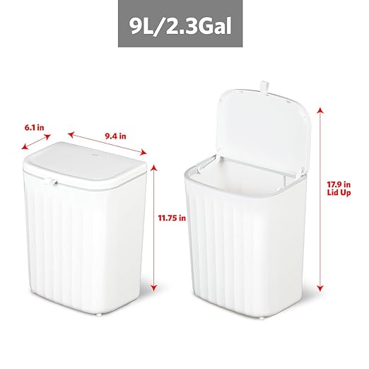 Glad Roomate Under Counter Waste Bin | Space Saving Small Trash Can for Kitchen Cabinet, Bathroom or Office | Dual Lid for Ease of Opening, 9 Liter, White - Image 2