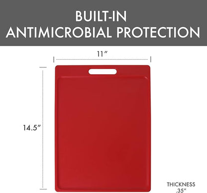 Dexas NSF Certified Polysafe Cutting Board with Handle, 11 x 14.5 Inches, Reversible Kitchen Cutting Board, Red