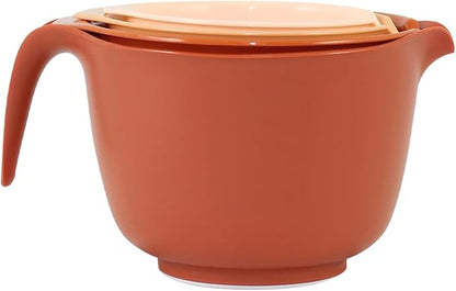 Glad Mixing Bowls with Pour Spout, Set of 4 - Nesting Plastic Bowls (1.2qt, 1.9qt, 2.8qt, and 3qt with Handle) - Non Slip Base, Dishwasher Safe Kitchen Cooking and Baking Supplies, Rust - Image 7