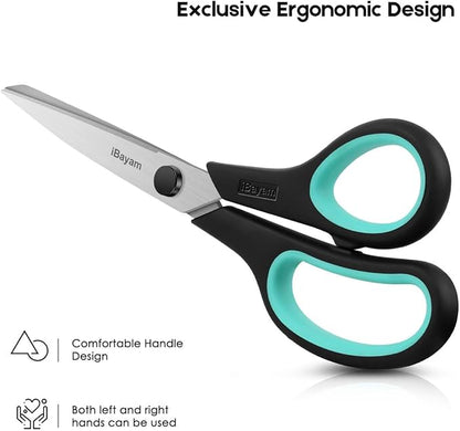 iBayam 3-Pack 8" Heavy Duty Scissors with Ultra Sharp Blades and Comfort Grip Handles - For Office, Home, School, Sewing, and Crafts - Image 2