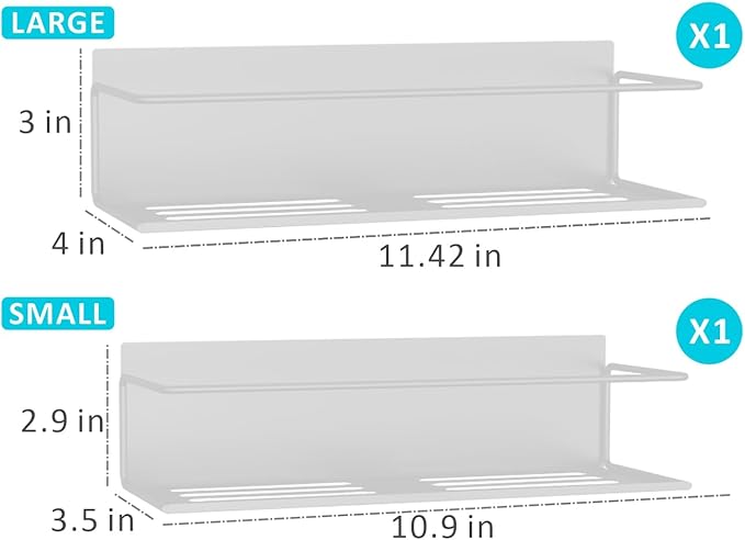 Magnetic Spice Rack for Refrigerator Magnetic Fridge Shelf for Kitchen Spice Organizer Magnetic Shelf for Fridge Space Saving White 2 Pack with Magnetic Paper Towel Holder - Image 2
