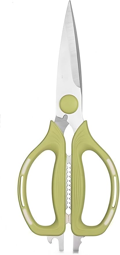 Kitchen Shears Scissors Food Scissors, 8-in-1 Multifunction Japanese Stainless Steel Meat Shears, Dishwasher Safe Sharp Shear All Purpose with Comfort Grip, Ideal for Everyday Use-Green