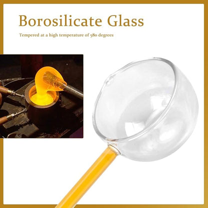 2 Pack 9.65" Heat Glass Ladle, High Temperature Borosilicate Glass Mixing Utensil Ladle With Pourable Mouth Can Be Heated Directly Open Flame for Home Kitchen Restaurant Banquet, Yellow Soup Spoon