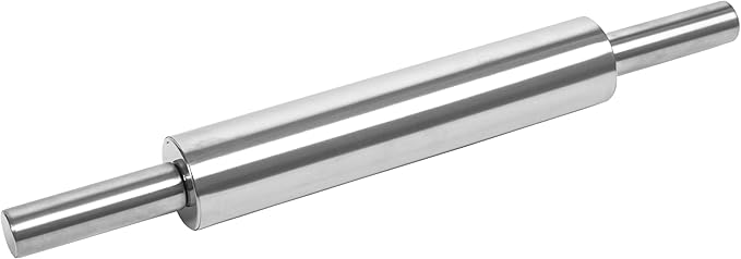 17-Inch Stainless Steel Rolling Pin for Baking - Heavy Duty Metal Dough Roller with Non-Slip Handles for Pizza, Chapati, Cookies & Pastry - Dishwasher Safe by Unknown