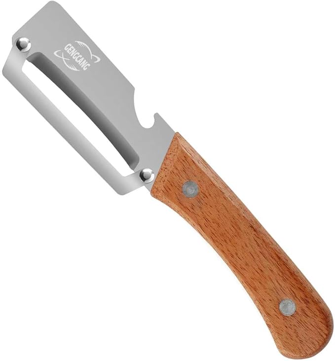 Multi-Functional Vegetable Peeler – Comfortable Wooden Handle with Sharp Stainless Steel Blade, Built-in Bottle Opener - Perfect Kitchen Peeler For Veggie, Fruit, Potato, Carrot, Apple by GENGCANG