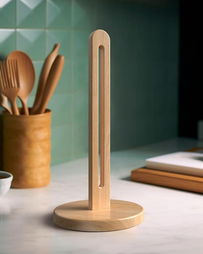 KitchLife Wooden Paper Towel Holder Countertop, Fits Jumbo Roll, Solid Freestanding Beech Wood Light Wood Paper Towel Dispenser Stand with Non-Slip Base by OverDoorHooksKitchenSupplies