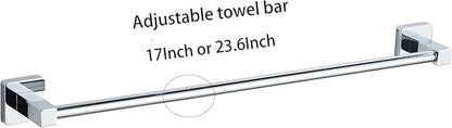 Chrome Bathroom Hardware Set 4 Pieces,Bathroom Accessories Set Stainless Steel Wall Mounted, Hand Towel Bar, Towel Ring, Robe Towel Hooks,Toilet Paper Holder,Towel Bar Set, 23.6 Inch - Image 3