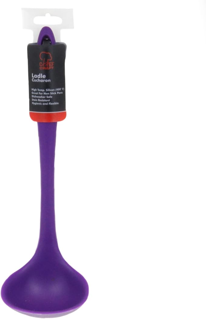 Chef Craft Premium Silicone Cooking Ladle, 11.25 inch, Purple - Image 2