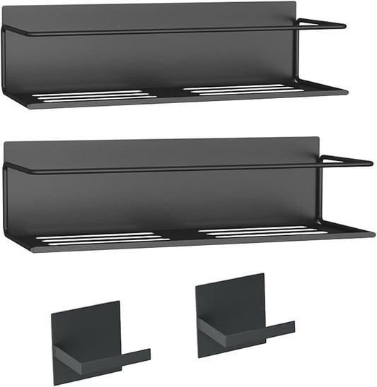 Magnetic Spice Rack For Refrigerator, Space Saving Magnetic Shelf For Fridge Black 2 Pack With Magnetic Paper Towel Holder by Roysili