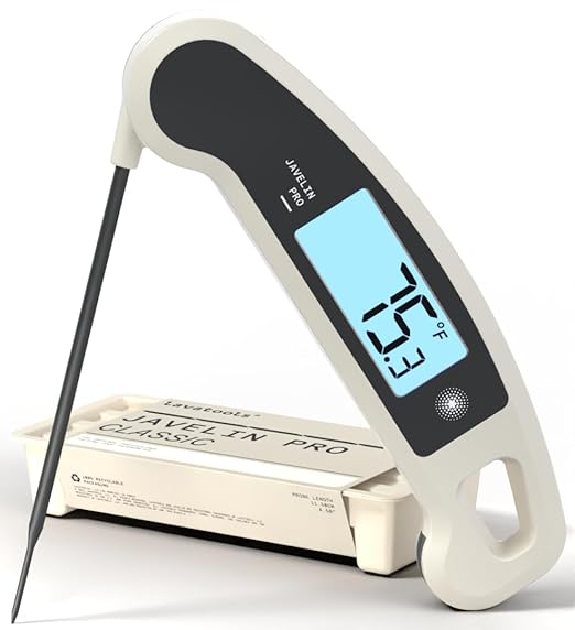 Lavatools Javelin® PRO Classic Ultra-Fast 2-Second Professional Digital Instant Read Meat Thermometer for Grill and Cooking, Auto-Rotating Backlit Display, IP65 Water Resistant – Panda by Lavatools