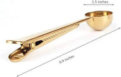 Stainless Steel Coffee and Tea Scoop with Bag Clip，Great for Measuring Coffee, Tea，Protein Powder, Instant Drinks and More, 2Pcs Perfect coffee spoon