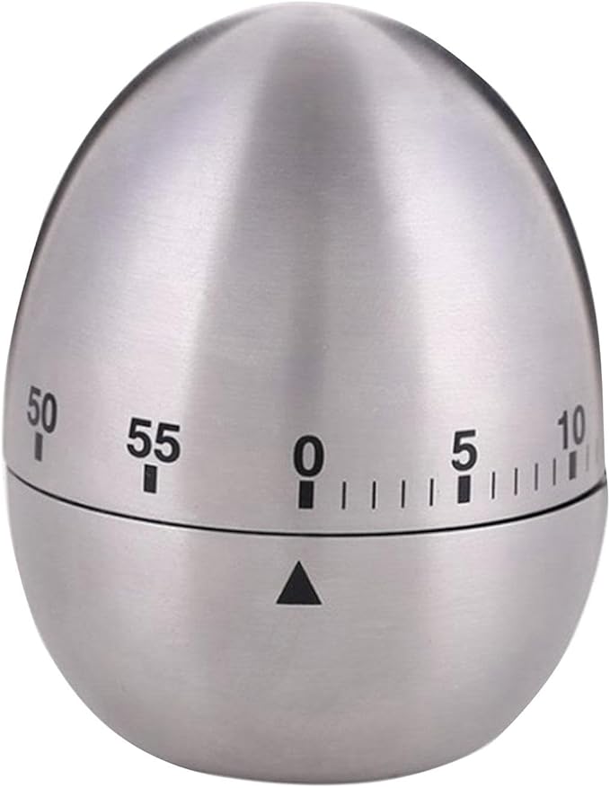 Kitchen Timer for Cooking, Egg Kitchen Timer Stainless Steel Mechanical Rotating Alarm 60 Minutes Count Down Time Clock for Cooking Learning(Color:Silver)