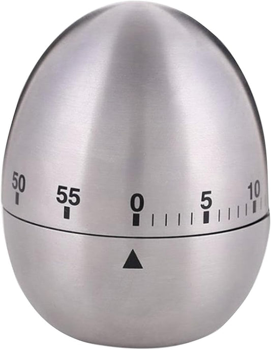 Kitchen Timer for Cooking, Egg Kitchen Timer Stainless Steel Mechanical Rotating Alarm 60 Minutes Count Down Time Clock for Cooking Learning(Color:Silver)