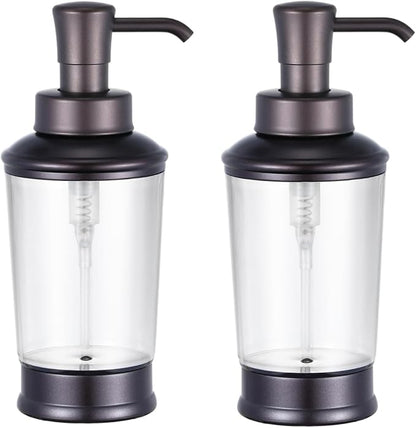 Vintage Style Soap Dispenser Bottles, 16oz Refillable Pump Bottles (2 Pack), Bronze Color with Clear Jar, Retro Bathroom or Kitchen Soap Dispenser for Lotion, Shampoo, Conditioner (Bronze-2pcs) by Unknown
